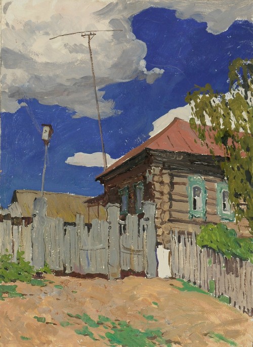 Зуев Е.В. (1923-1985) Село Бело-Безводное. Солнечный день. 1970 г. 